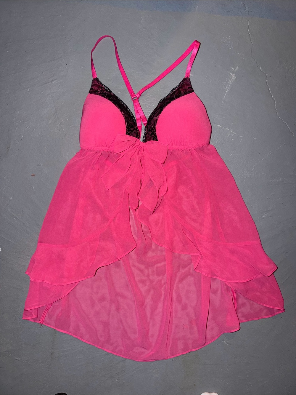 Apt 9 Women's Hot Pink Lace-Trim Babydoll Chemise